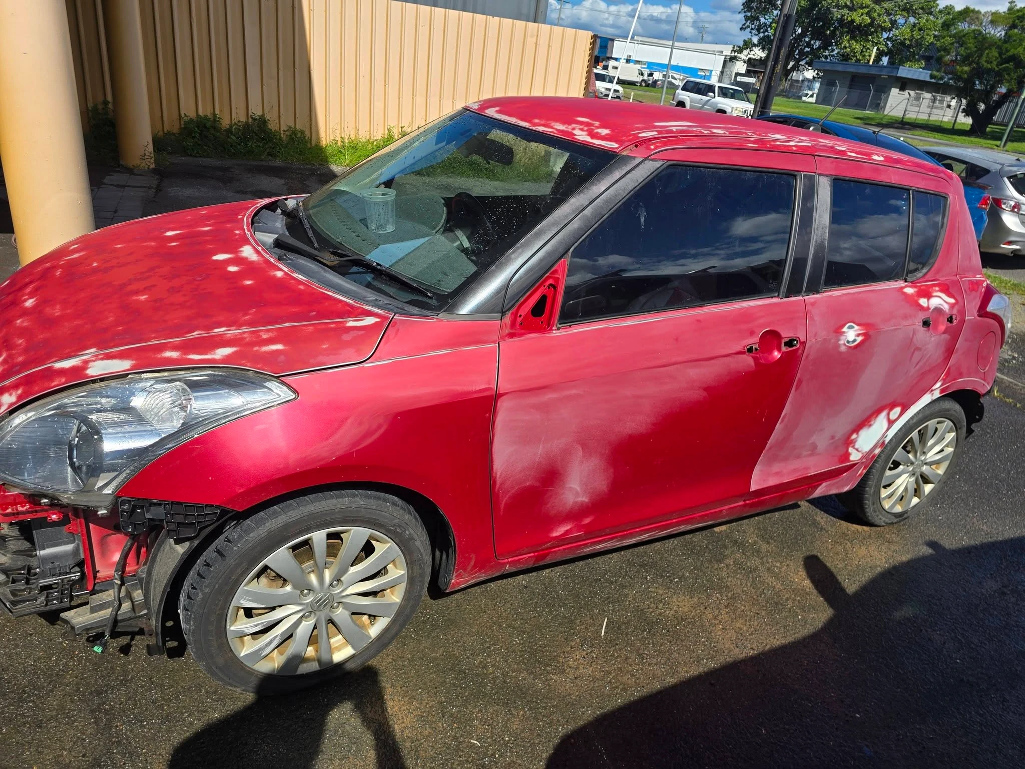 Accident-damaged vehicle arriving for insurance smash repair Cairns